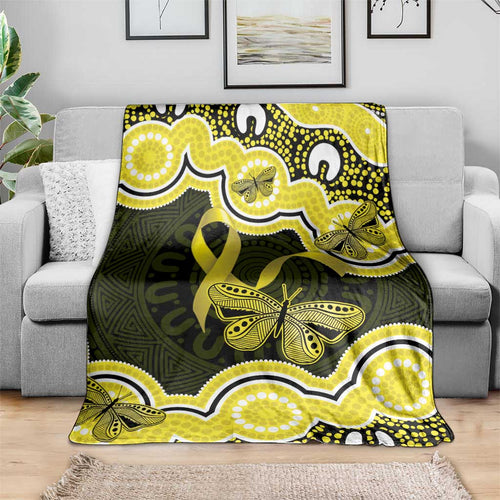 Yellow Ribbon Sarcoma Awareness Month Blanket Aboriginal Art - Aussie Hoodie