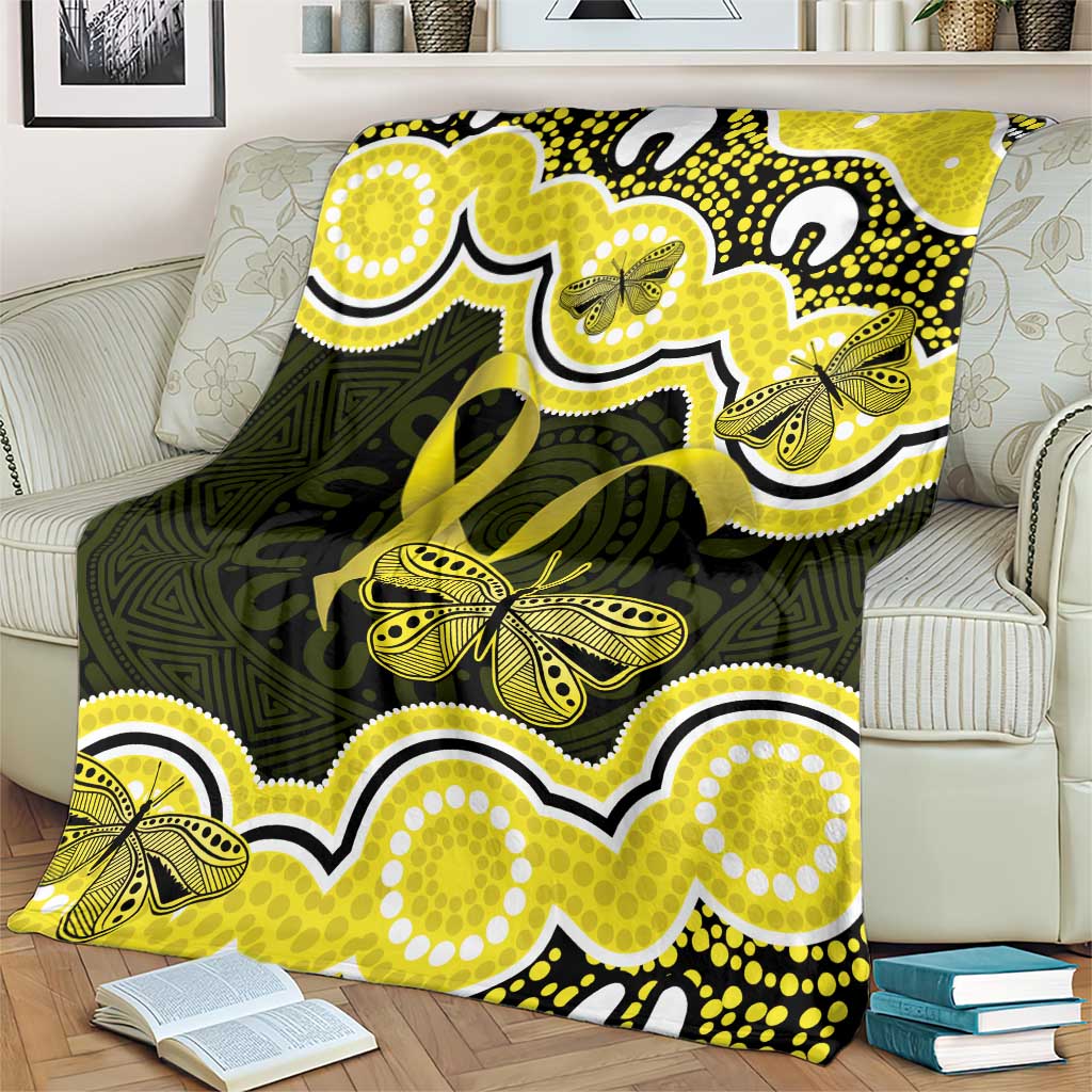 Yellow Ribbon Sarcoma Awareness Month Blanket Aboriginal Art - Aussie Hoodie