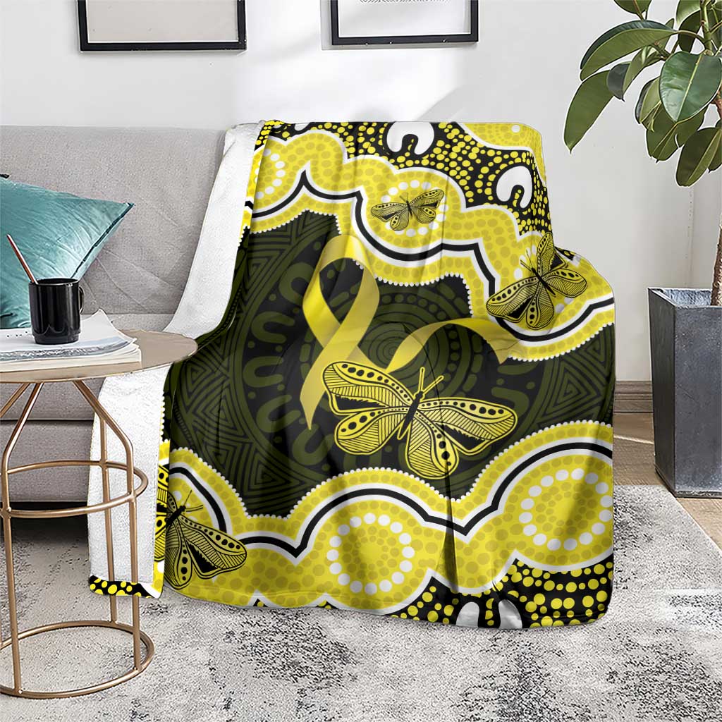 Yellow Ribbon Sarcoma Awareness Month Blanket Aboriginal Art - Aussie Hoodie