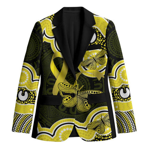 Yellow Ribbon Sarcoma Awareness Month Blazer Aboriginal Art - Aussie Hoodie
