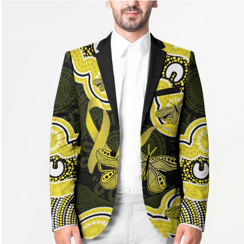Yellow Ribbon Sarcoma Awareness Month Blazer Aboriginal Art - Aussie Hoodie