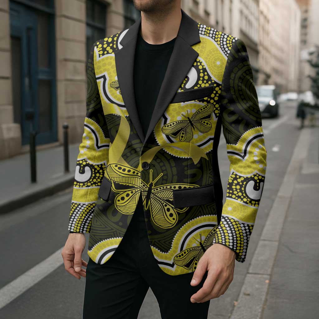 Yellow Ribbon Sarcoma Awareness Month Blazer Aboriginal Art - Aussie Hoodie
