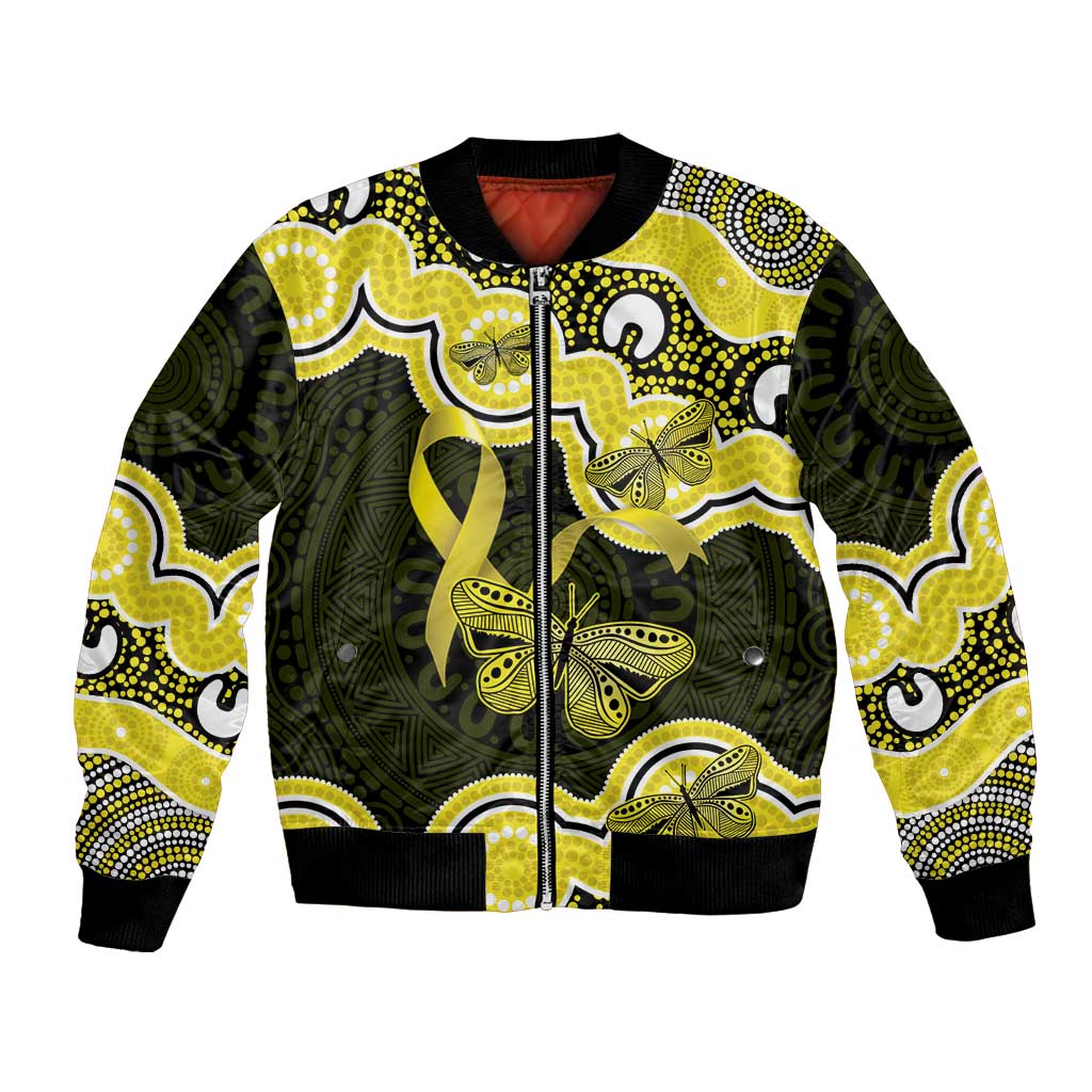 Yellow Ribbon Sarcoma Awareness Month Bomber Jacket Aboriginal Art - Aussie Hoodie