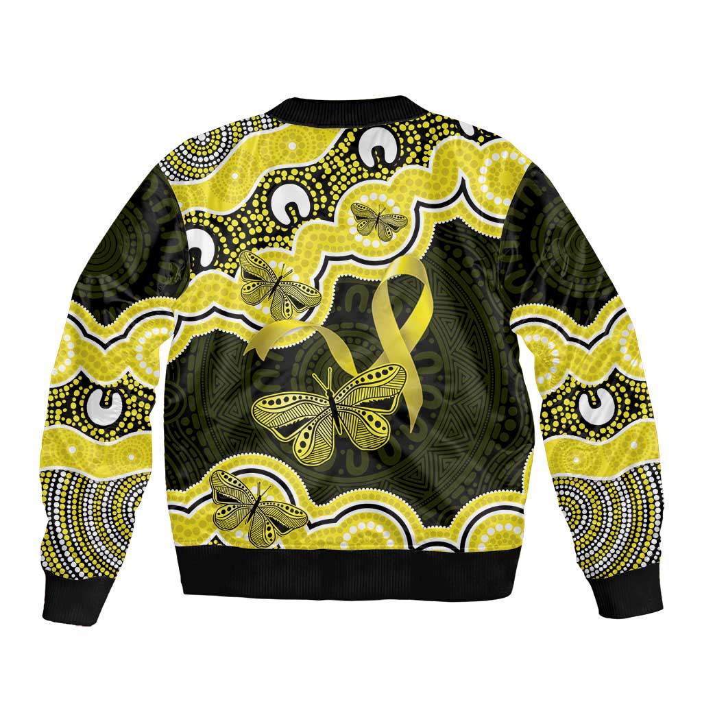 Yellow Ribbon Sarcoma Awareness Month Bomber Jacket Aboriginal Art - Aussie Hoodie