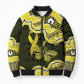 Yellow Ribbon Sarcoma Awareness Month Bomber Puffer Jacket Aboriginal Art - Aussie Hoodie