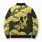 Yellow Ribbon Sarcoma Awareness Month Bomber Puffer Jacket Aboriginal Art - Aussie Hoodie