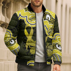 Yellow Ribbon Sarcoma Awareness Month Bomber Puffer Jacket Aboriginal Art - Aussie Hoodie