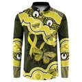 Yellow Ribbon Sarcoma Awareness Month Button Sweatshirt Aboriginal Art - Aussie Hoodie
