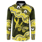 Yellow Ribbon Sarcoma Awareness Month Button Sweatshirt Aboriginal Art - Aussie Hoodie