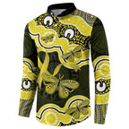 Yellow Ribbon Sarcoma Awareness Month Button Sweatshirt Aboriginal Art - Aussie Hoodie