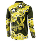 Yellow Ribbon Sarcoma Awareness Month Button Sweatshirt Aboriginal Art - Aussie Hoodie