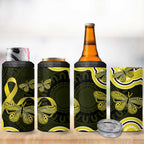 Yellow Ribbon Sarcoma Awareness Month 4 in 1 Can Cooler Tumbler Aboriginal Art - Aussie Hoodie