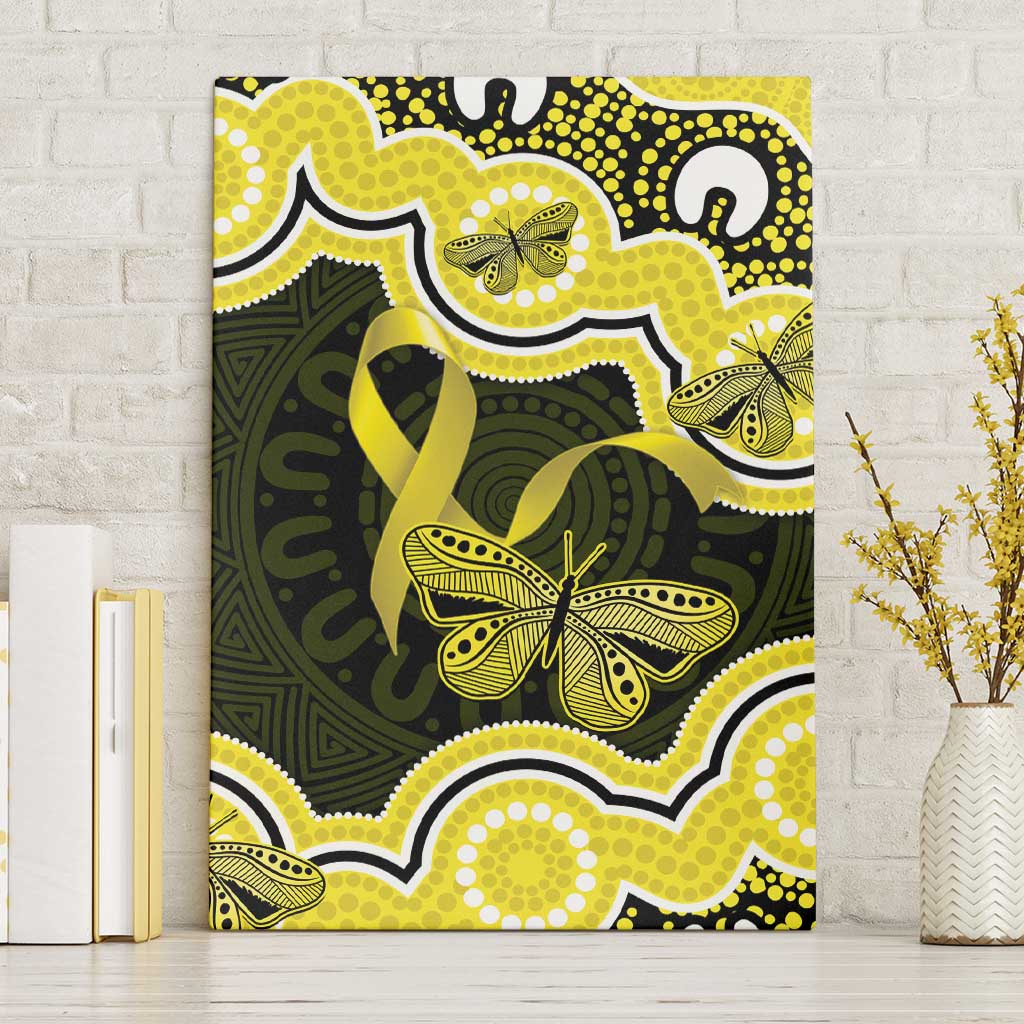 Yellow Ribbon Sarcoma Awareness Month Canvas Wall Art Aboriginal Art - Aussie Hoodie