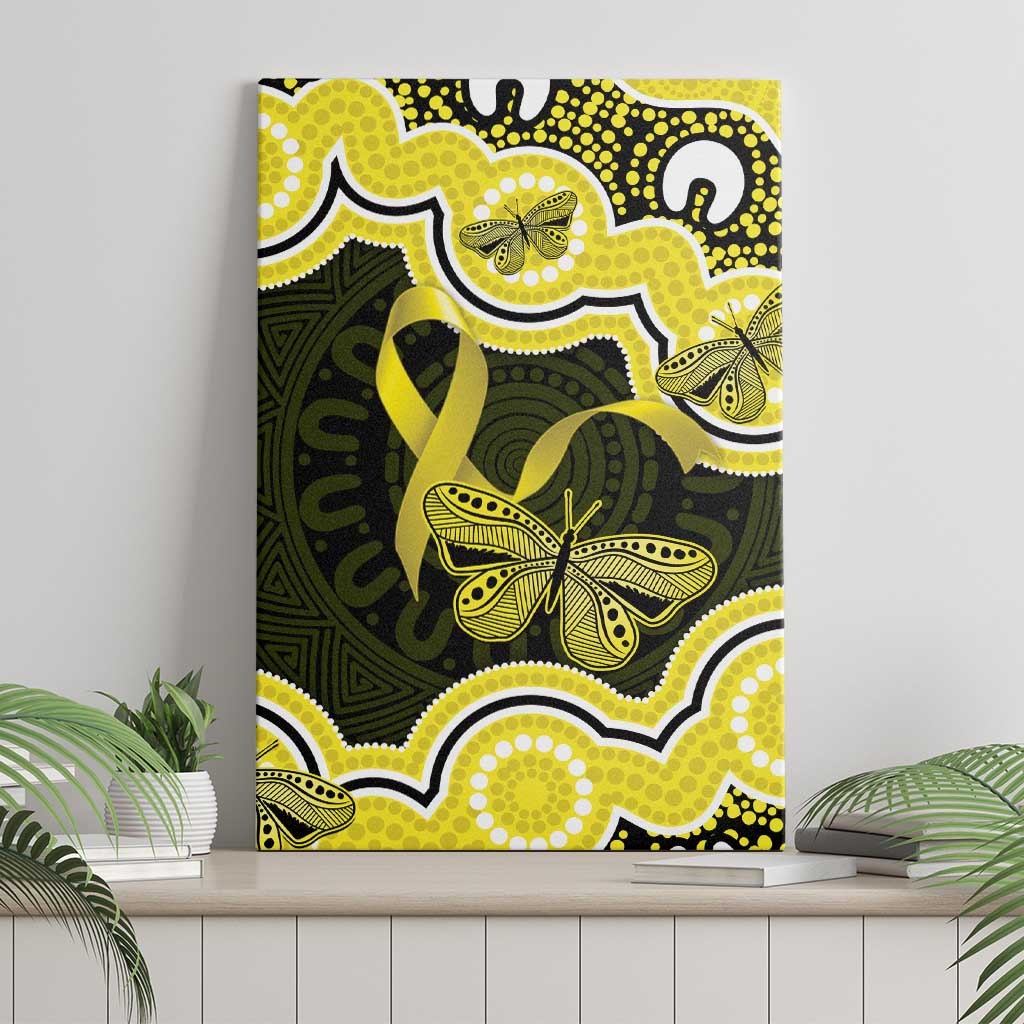 Yellow Ribbon Sarcoma Awareness Month Canvas Wall Art Aboriginal Art - Aussie Hoodie