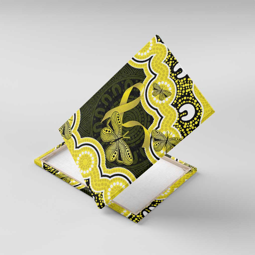 Yellow Ribbon Sarcoma Awareness Month Canvas Wall Art Aboriginal Art - Aussie Hoodie