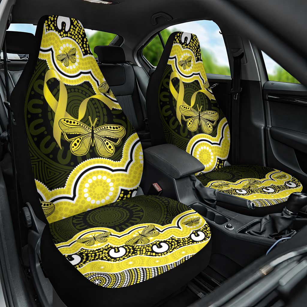 Yellow Ribbon Sarcoma Awareness Month Car Seat Cover Aboriginal Art - Aussie Hoodie