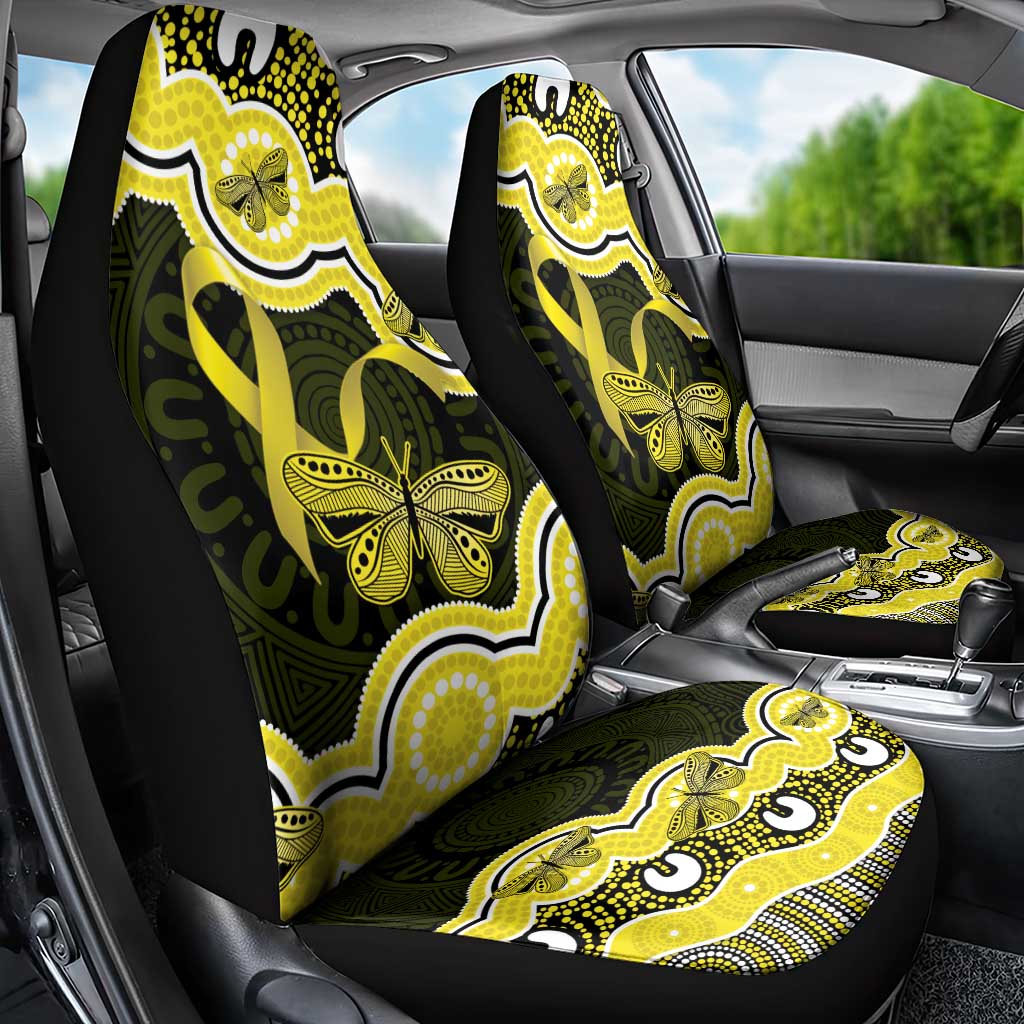 Yellow Ribbon Sarcoma Awareness Month Car Seat Cover Aboriginal Art - Aussie Hoodie