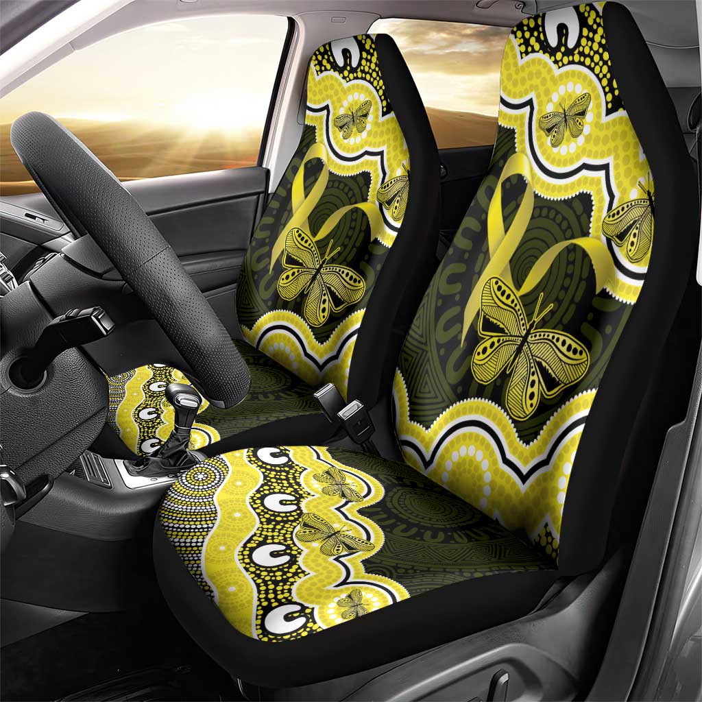 Yellow Ribbon Sarcoma Awareness Month Car Seat Cover Aboriginal Art - Aussie Hoodie