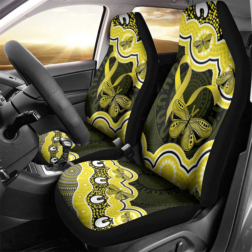 Yellow Ribbon Sarcoma Awareness Month Car Seat Cover Aboriginal Art - Aussie Hoodie