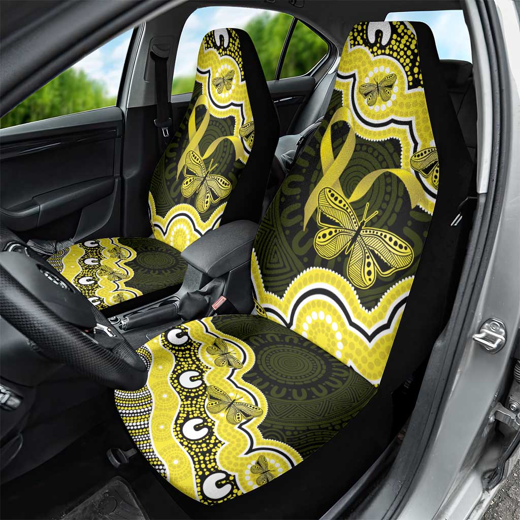 Yellow Ribbon Sarcoma Awareness Month Car Seat Cover Aboriginal Art - Aussie Hoodie