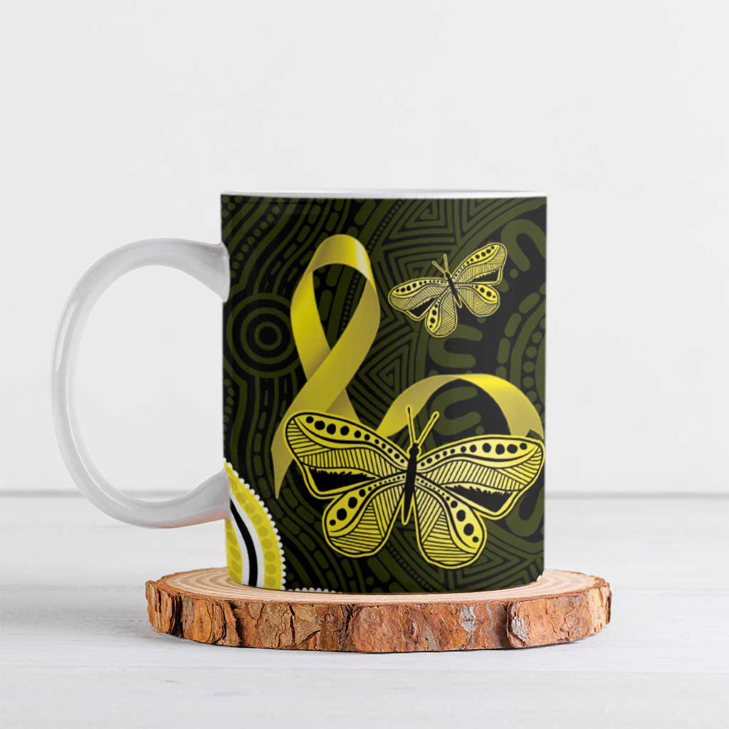 Yellow Ribbon Sarcoma Awareness Month Ceramic Mug Aboriginal Art - Aussie Hoodie