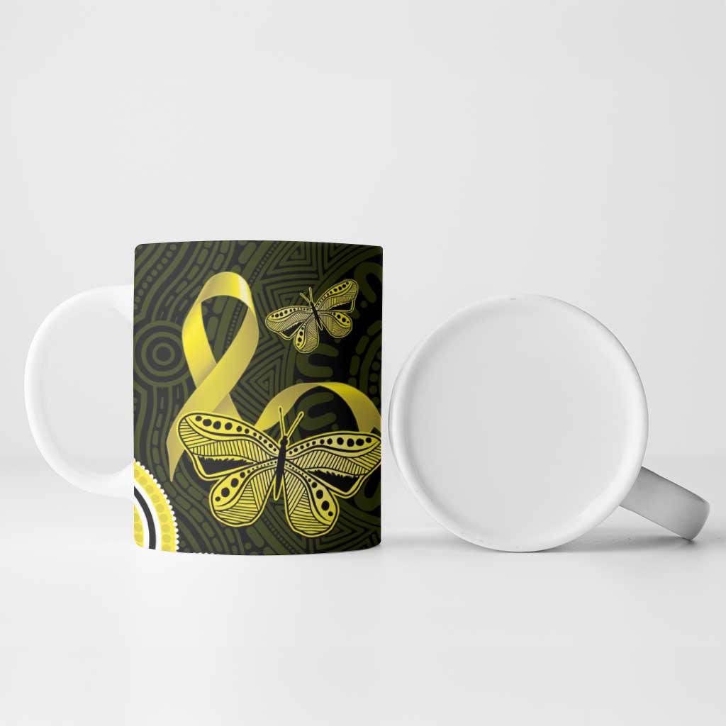 Yellow Ribbon Sarcoma Awareness Month Ceramic Mug Aboriginal Art - Aussie Hoodie
