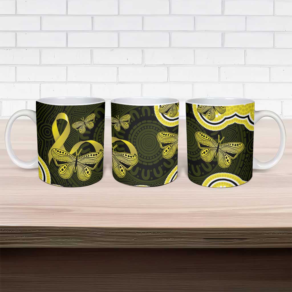 Yellow Ribbon Sarcoma Awareness Month Ceramic Mug Aboriginal Art - Aussie Hoodie