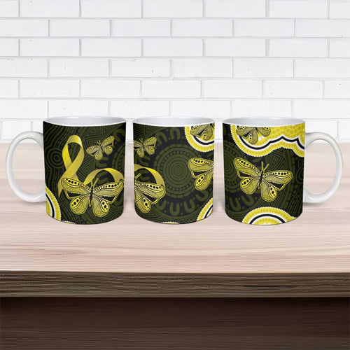 Yellow Ribbon Sarcoma Awareness Month Ceramic Mug Aboriginal Art - Aussie Hoodie