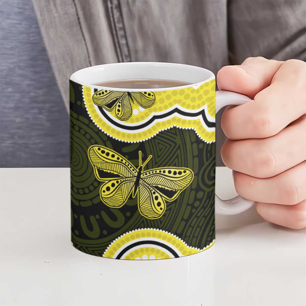 Yellow Ribbon Sarcoma Awareness Month Ceramic Mug Aboriginal Art - Aussie Hoodie