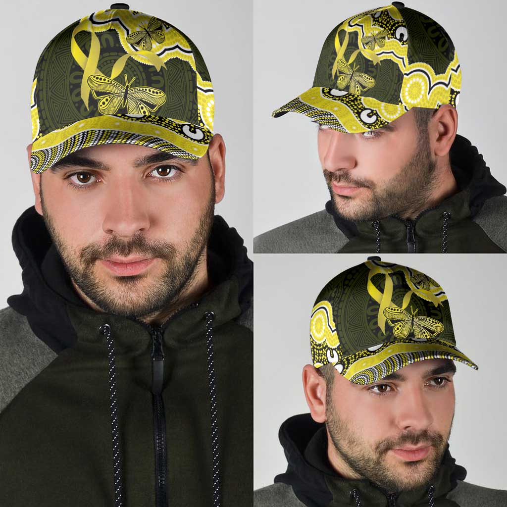 Yellow Ribbon Sarcoma Awareness Month Classic Cap Aboriginal Art - Aussie Hoodie