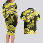 Yellow Ribbon Sarcoma Awareness Month Couples Matching Long Sleeve Bodycon Dress and Hawaiian Shirt Aboriginal Art - Aussie Hoodie