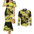 Yellow Ribbon Sarcoma Awareness Month Couples Matching Mermaid Dress and Long Sleeve Button Shirt Aboriginal Art - Aussie Hoodie