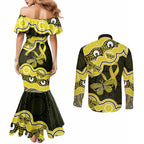 Yellow Ribbon Sarcoma Awareness Month Couples Matching Mermaid Dress and Long Sleeve Button Shirt Aboriginal Art - Aussie Hoodie