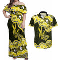 Yellow Ribbon Sarcoma Awareness Month Couples Matching Off Shoulder Maxi Dress and Hawaiian Shirt Aboriginal Art - Aussie Hoodie