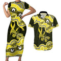Yellow Ribbon Sarcoma Awareness Month Couples Matching Short Sleeve Bodycon Dress and Hawaiian Shirt Aboriginal Art - Aussie Hoodie