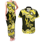 Yellow Ribbon Sarcoma Awareness Month Couples Matching Tank Maxi Dress and Hawaiian Shirt Aboriginal Art - Aussie Hoodie