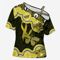 Yellow Ribbon Sarcoma Awareness Month Cross Shoulder Shirt Aboriginal Art - Aussie Hoodie