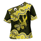 Yellow Ribbon Sarcoma Awareness Month Cross Shoulder Shirt Aboriginal Art - Aussie Hoodie