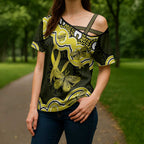 Yellow Ribbon Sarcoma Awareness Month Cross Shoulder Shirt Aboriginal Art - Aussie Hoodie