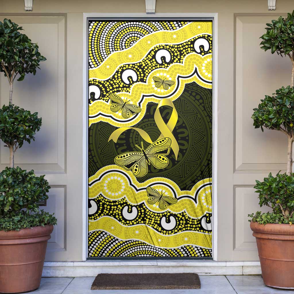 Yellow Ribbon Sarcoma Awareness Month Door Cover Aboriginal Art - Aussie Hoodie