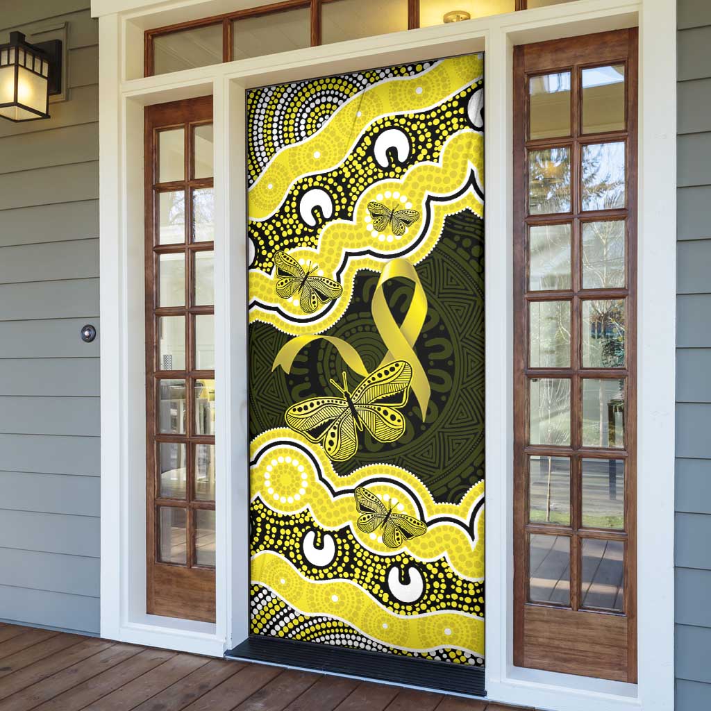 Yellow Ribbon Sarcoma Awareness Month Door Cover Aboriginal Art - Aussie Hoodie