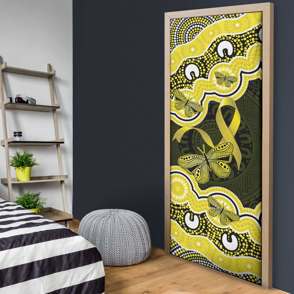 Yellow Ribbon Sarcoma Awareness Month Door Cover Aboriginal Art - Aussie Hoodie