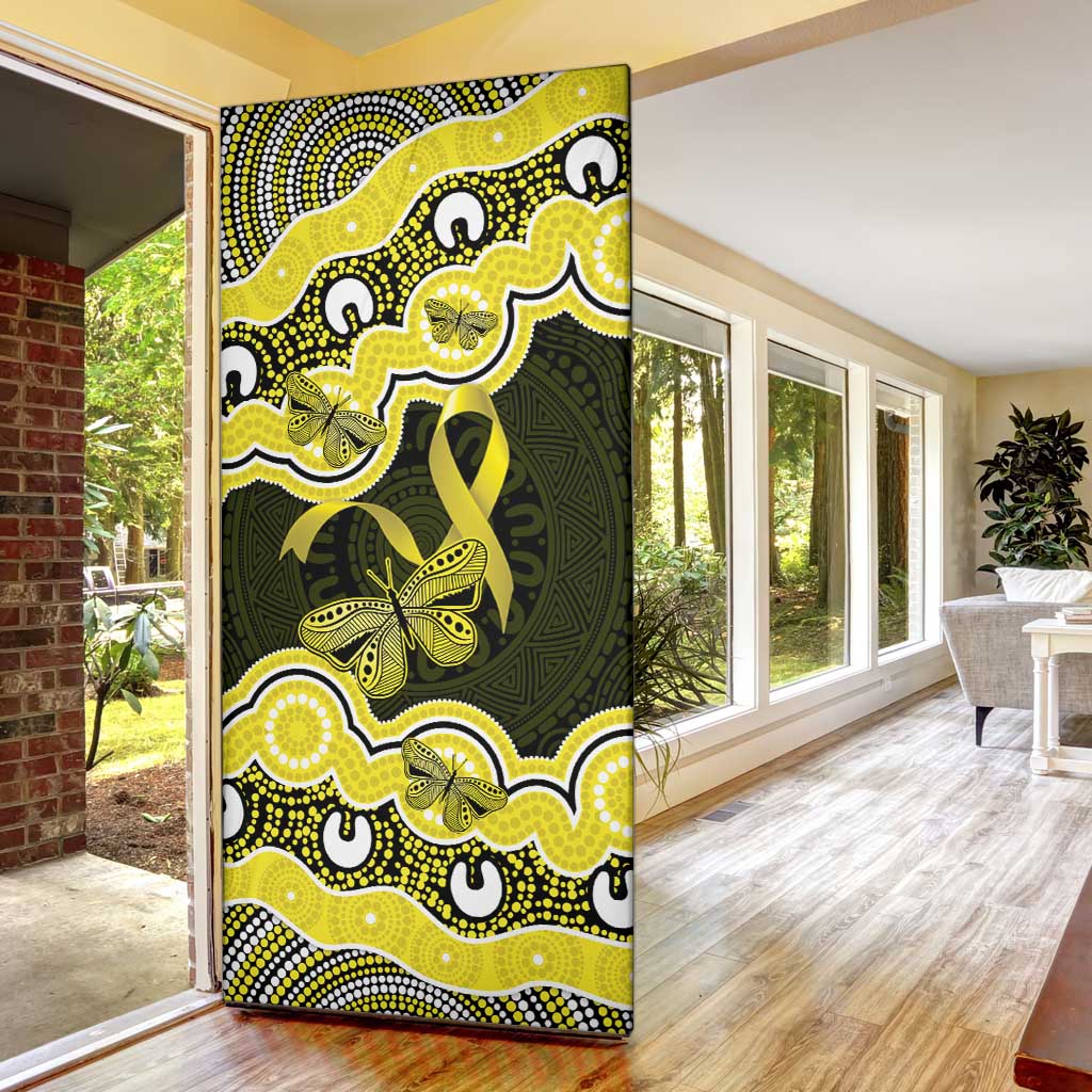 Yellow Ribbon Sarcoma Awareness Month Door Cover Aboriginal Art - Aussie Hoodie