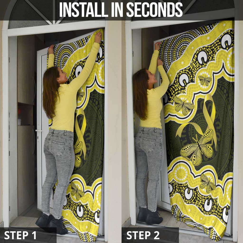 Yellow Ribbon Sarcoma Awareness Month Door Cover Aboriginal Art - Aussie Hoodie