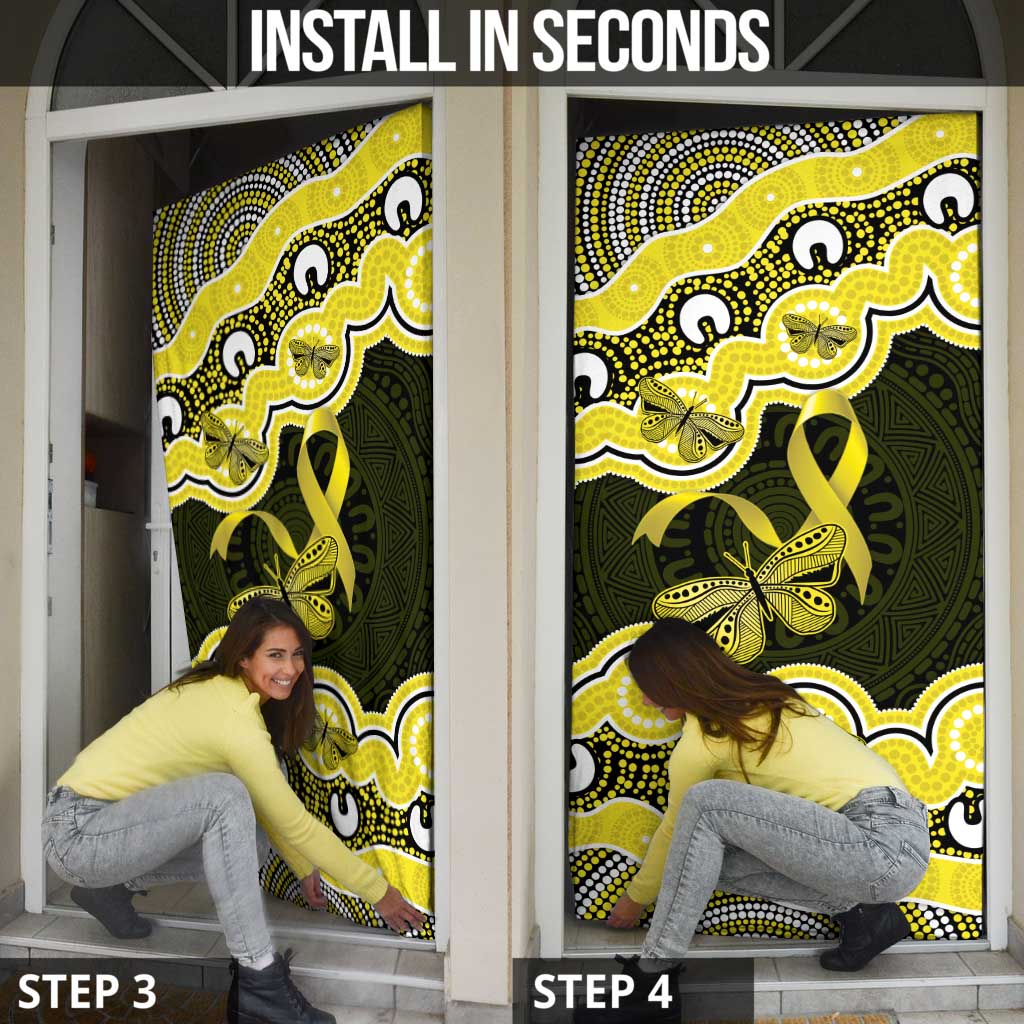Yellow Ribbon Sarcoma Awareness Month Door Cover Aboriginal Art - Aussie Hoodie