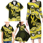 Yellow Ribbon Sarcoma Awareness Month Family Matching Long Sleeve Bodycon Dress and Hawaiian Shirt Aboriginal Art - Aussie Hoodie