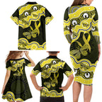 Yellow Ribbon Sarcoma Awareness Month Family Matching Long Sleeve Bodycon Dress and Hawaiian Shirt Aboriginal Art - Aussie Hoodie