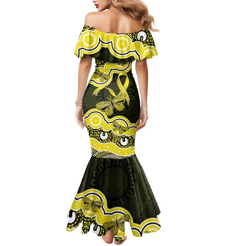 Yellow Ribbon Sarcoma Awareness Month Family Matching Mermaid Dress and Hawaiian Shirt Aboriginal Art - Aussie Hoodie