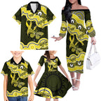 Yellow Ribbon Sarcoma Awareness Month Family Matching Off The Shoulder Long Sleeve Dress and Hawaiian Shirt Aboriginal Art - Aussie Hoodie