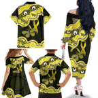 Yellow Ribbon Sarcoma Awareness Month Family Matching Off The Shoulder Long Sleeve Dress and Hawaiian Shirt Aboriginal Art - Aussie Hoodie